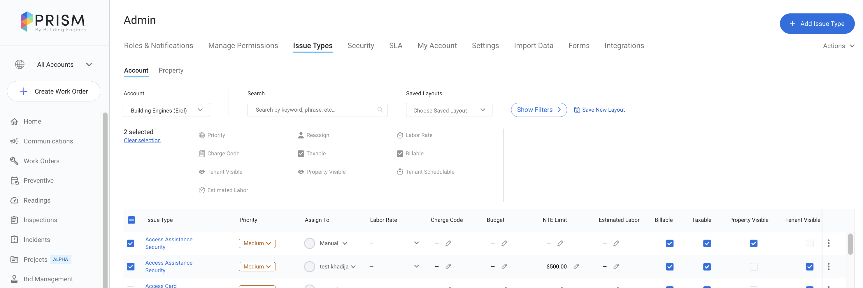 Adding and Editing Issue Types (Account Level) – Prism Support Center