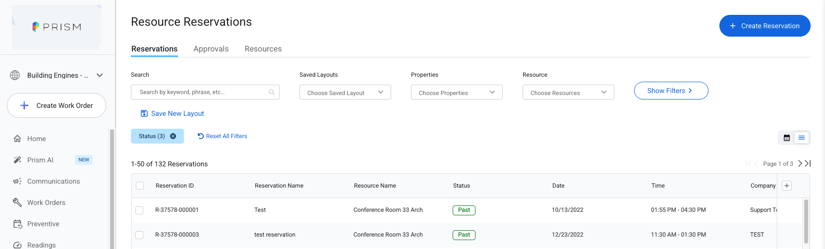 How to View Reservations – Prism Support Center